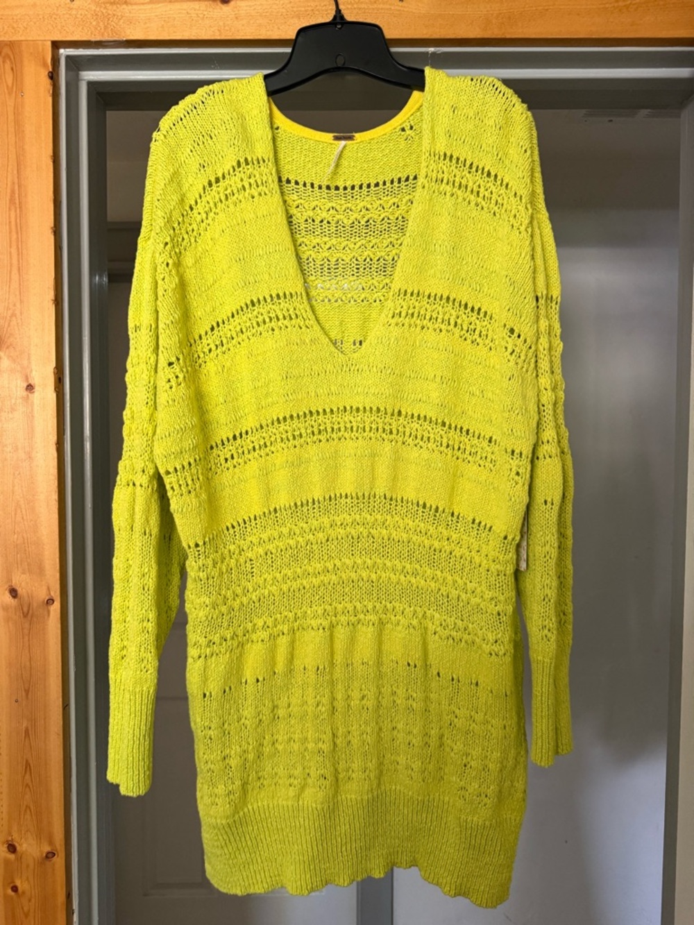 Free People Limelight Open Knit V-Neck Sweater